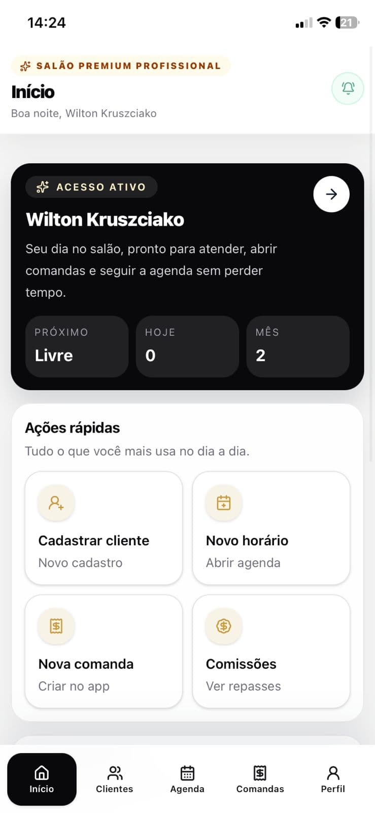 App profissional do SalãoPremium na tela inicial